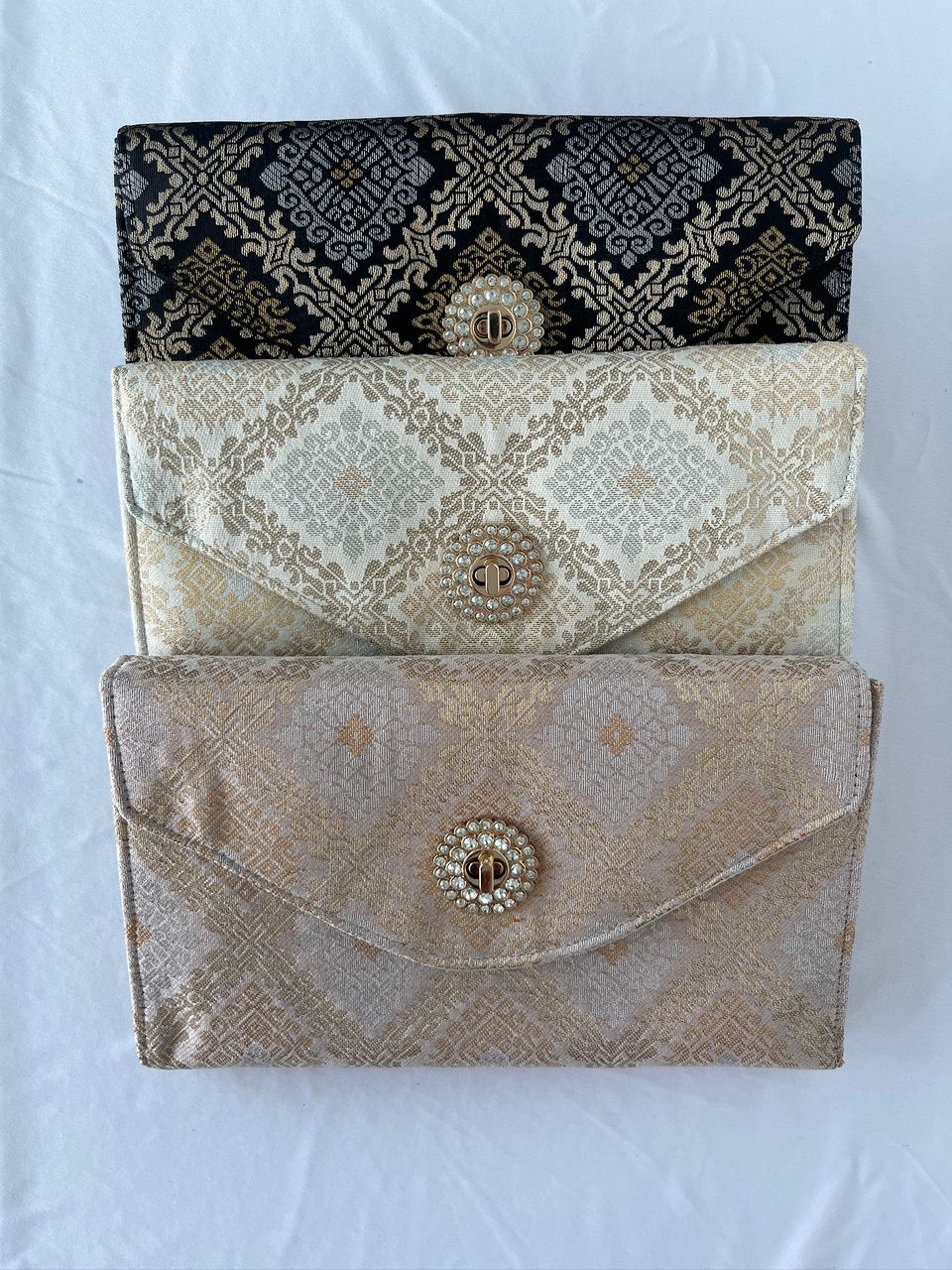 Songket Clutch - Taupe (Nude Gold) - Image 3