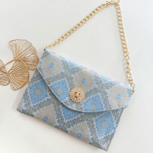 Songket Clutch - Baby Blue cream