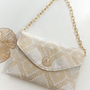 Cream Gold Songket Clutch